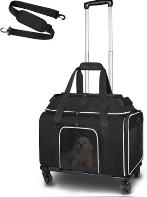 Top Expandable Pet Carrier with Wheels for Small Cats and Dogs