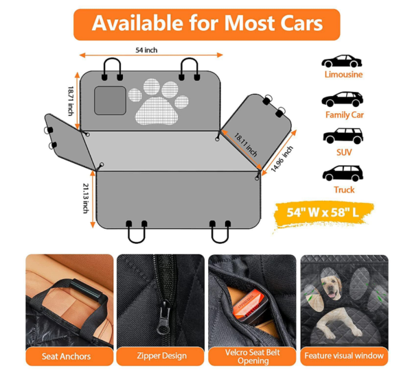 Dog Car Seat Cover with Visual Window
